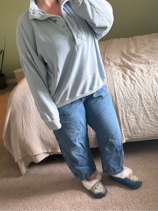 aerie Tops - Aerie Oh Snap! blue quarter snap sweatshirt size XL